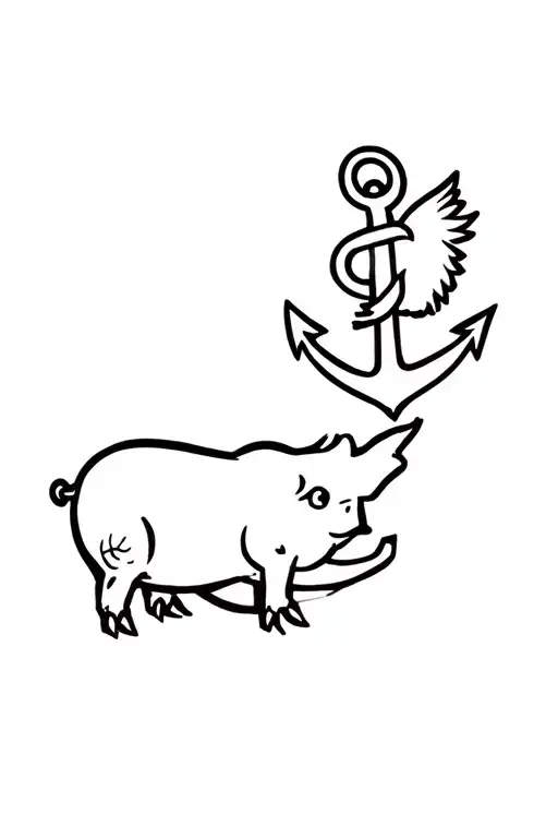 gator amtrac vehicle salor jerry chicken and pig anchor swallow crossed cannon tattoo design idea