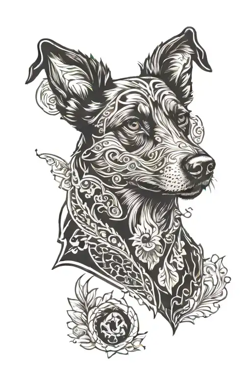 Dog and wisconsin madison crest tattoo design idea