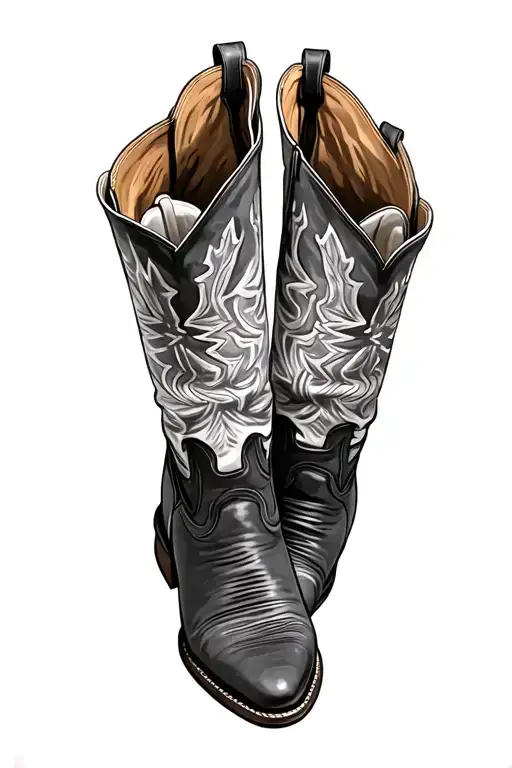 pair of cowboy boots tattoo design idea