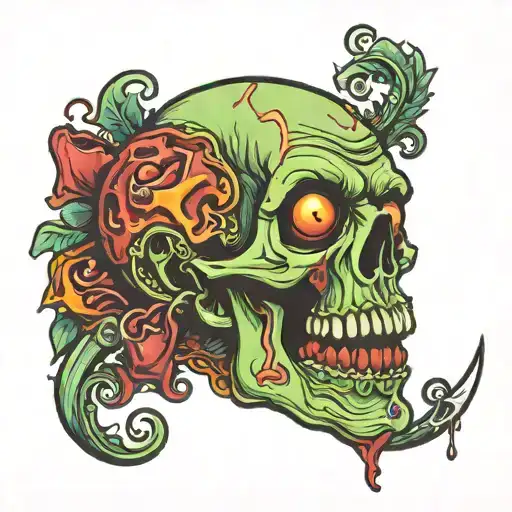 zombie kidney tattoo design idea