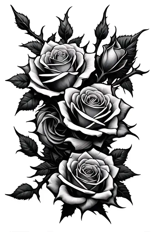 roses thorns wrapping cyber sigilism full forarm sleeve tattoo design idea