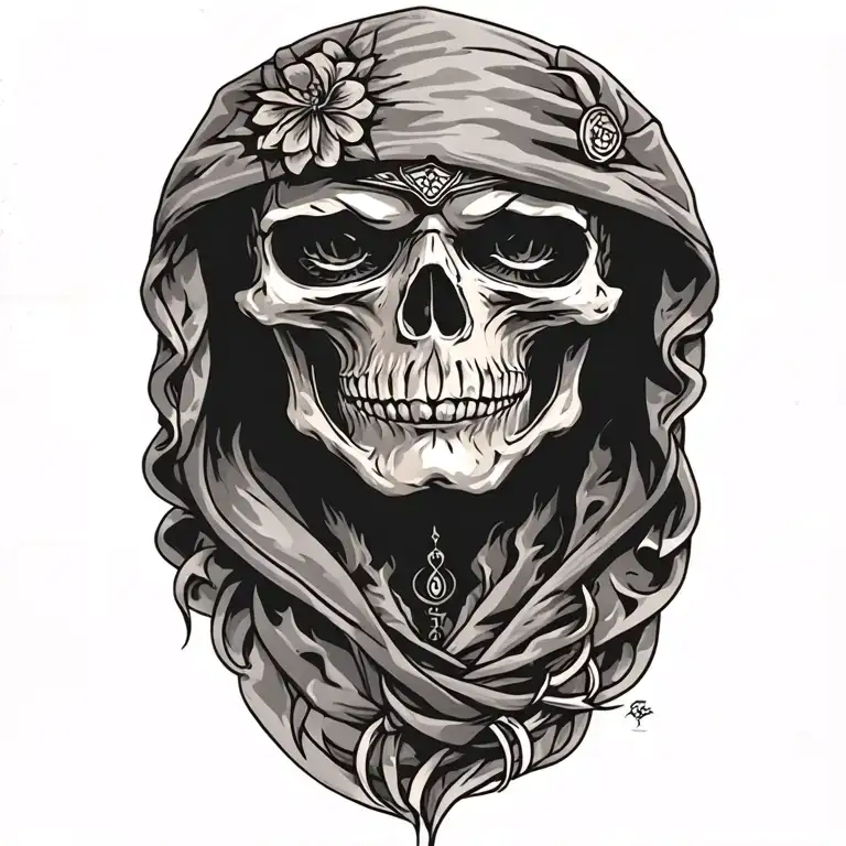 hooded reaper mexi Cali design tattoo design idea