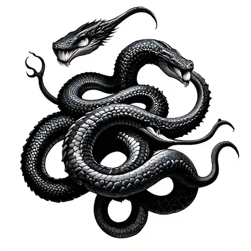 three heads hydra snake tattoo design idea