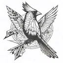 outline of flying cardinal tattoo design idea