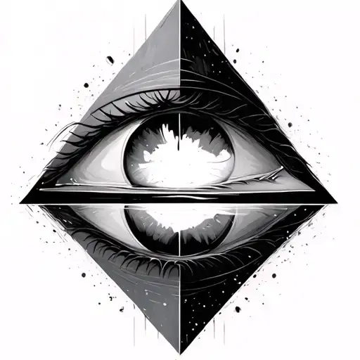 upside down pyramid with a very modern and perfect eye  tattoo design idea