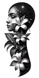 cosmic map plumeria outdoors geometric tattoo design idea