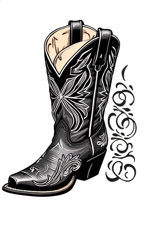 tooled leather,  western, cow, boots tattoo design idea