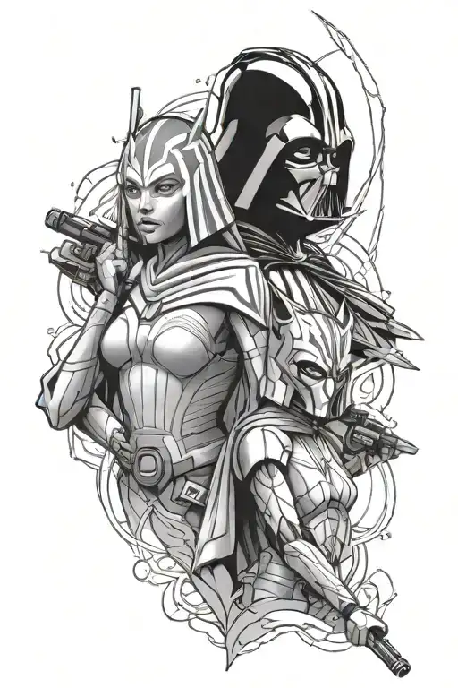 ahsoka tano and darth vader tattoo design idea