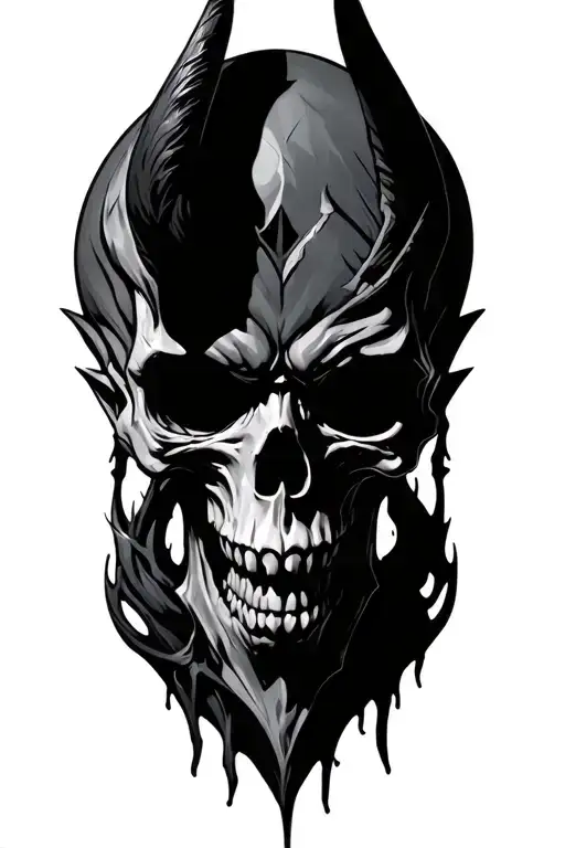 Demon, skull, evil, devil tattoo design idea