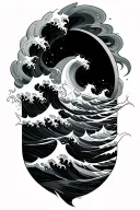 poseidon ocean waves tattoo design idea