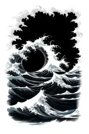 poseidon ocean waves tattoo design idea