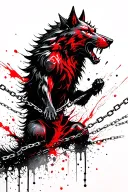 Fenrir breaking chains tattoo design idea