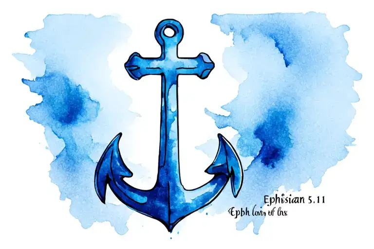 cross with anchor bottom part with Ephesians 6:11 tattoo design idea