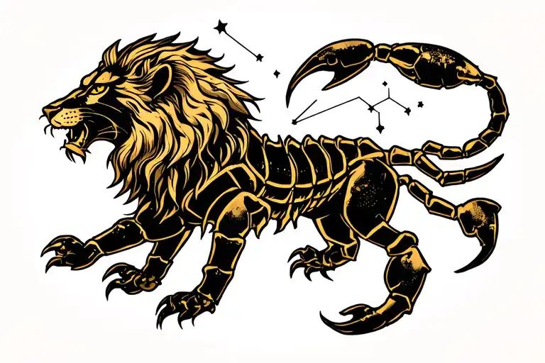 Lion and Scorpion constellation tattoo design idea