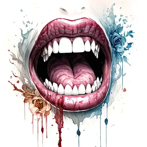 mouth speaking death and life intertwined tattoo design idea