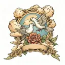 heavenly view with doves and clouds surrounding tattoo design idea