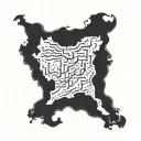 A map of Iran that was struck by lightning and has an empty middle. tattoo design idea