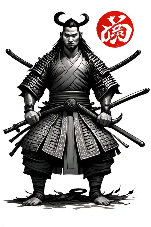 Samurai poses tattoo design idea