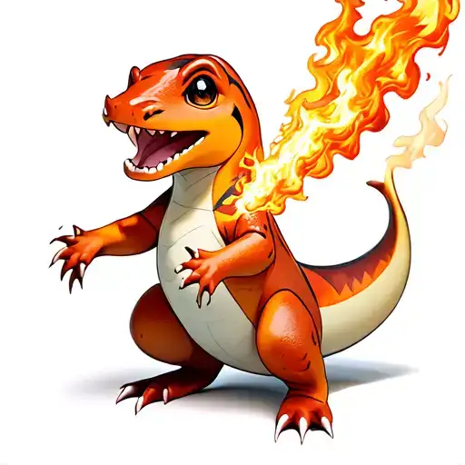 Charmander spitting fire tattoo design idea