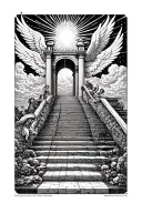 Stairway To Heaven Walking Up Stairs Angels Sun Rays Clouds Heaven Gate At The Top Of The Stairs Tattoo tattoo design idea