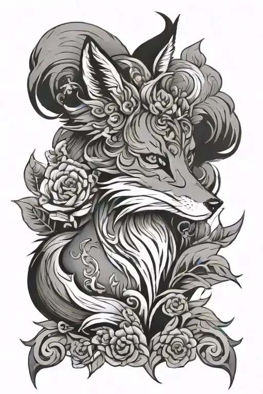 fox spirit tattoo design idea