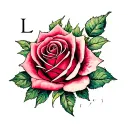 Rose, initials LR, cancer sign, rises and persevere, aesthetic tattoo design idea