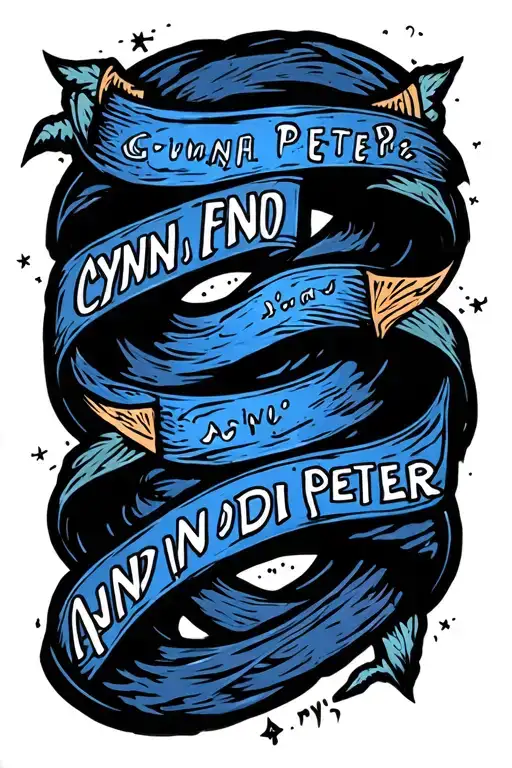 Stacked Names Cynn Andi Peter in a circle to be somehow written tattoo design idea