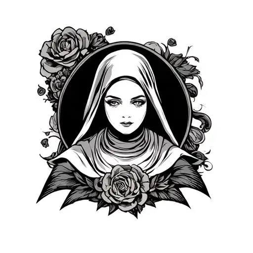 nun horny tattoo design idea