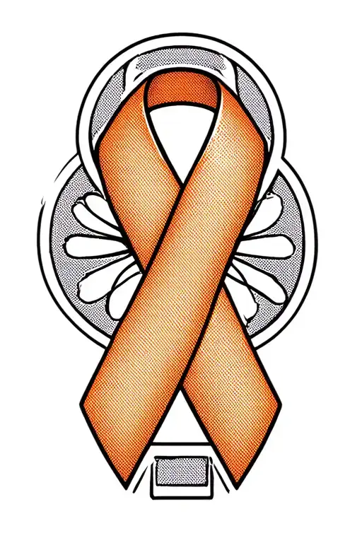 kidney cancer orange ribbon intertwined with strength symbol  tattoo design idea