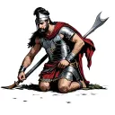 roman soldier kneeling tattoo design idea