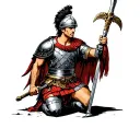 roman soldier kneeling tattoo design idea