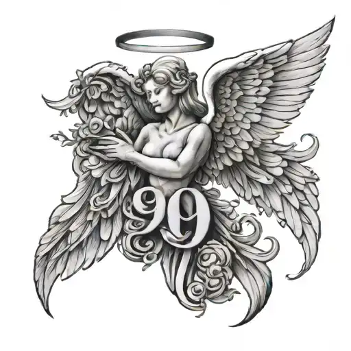real angel Number 99 tattoo design idea