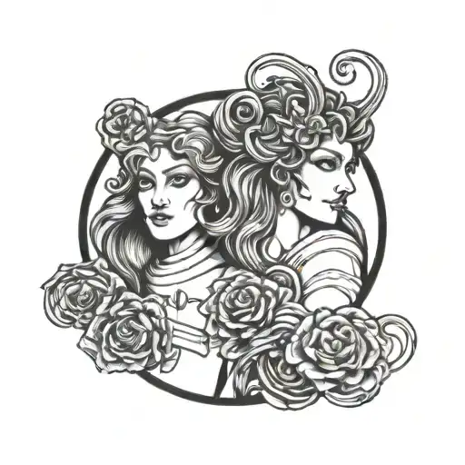 Zodiac sign gemini tattoo design idea