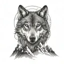 Wolf Spirit Animal Mountains tattoo design idea
