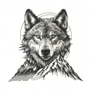 Wolf Spirit Animal Mountains tattoo design idea