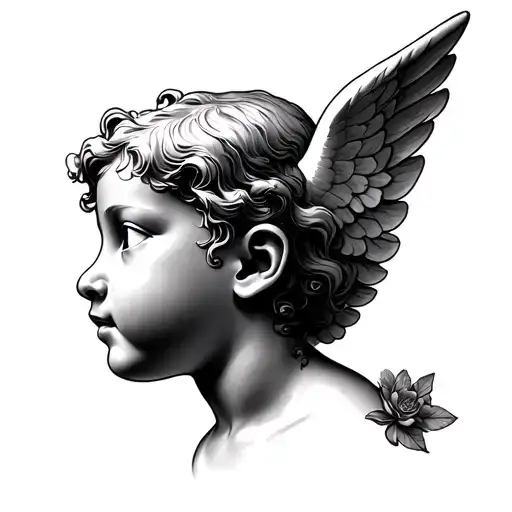 cherub whispering into ear  tattoo design idea