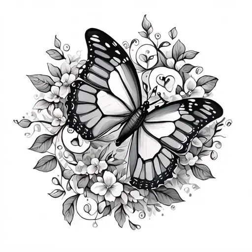 butterfly vine love mom tattoo design idea