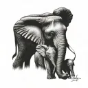 Baby elephant and mum dad tattoo design idea