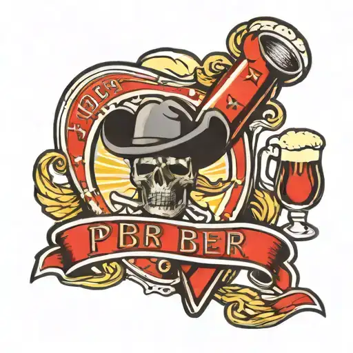pbr beer with lung cancer ribbon tattoo design idea