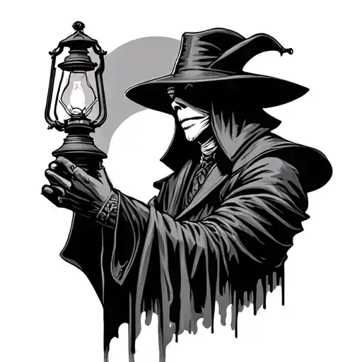 plague doctor holding a lantern tattoo design idea