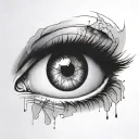 realistic eye with a war background inside the eye tattoo design idea