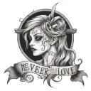 Lyrics: Never, never, never, never fall in love with the girl behind the bar tattoo design idea