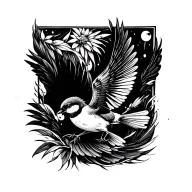 Two tiny Birds flying tattoo design idea