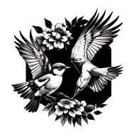 Two tiny Birds flying tattoo design idea