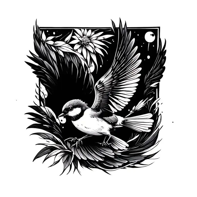 Two tiny Birds flying tattoo design idea