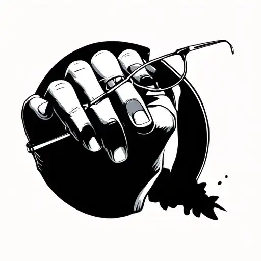 middle finger under glasses tattoo design idea