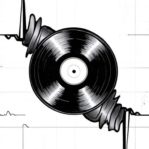 vinyl record on the sides of the Ekg line disc tattoo design idea