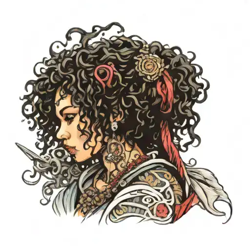 Gypsies Black female pirates with curly hair tattoo design idea