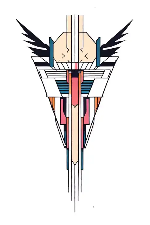 synthesizer cirquit geometric design under knee color tattoo design idea
