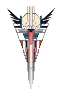 synthesizer cirquit geometric design under knee color tattoo design idea